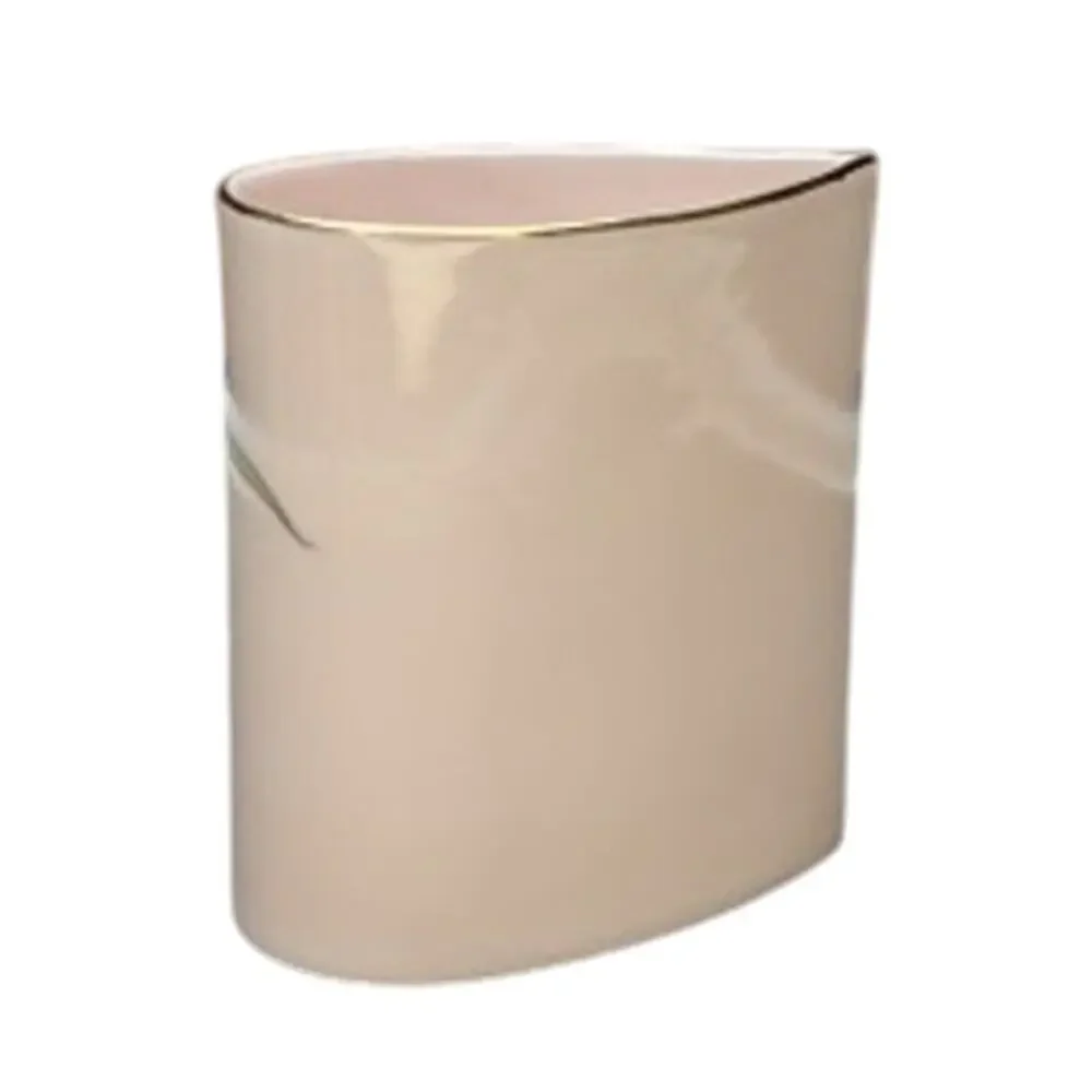 Vintage 80s Yamaji Japanese Vase Tear Drop Floral Pink Gold Lilly Unique Retro